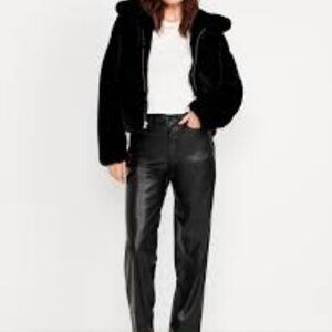 Old Navy Pants Womens 6 Black High-Waisted OG Loose Faux-Leather (28x30) NWT